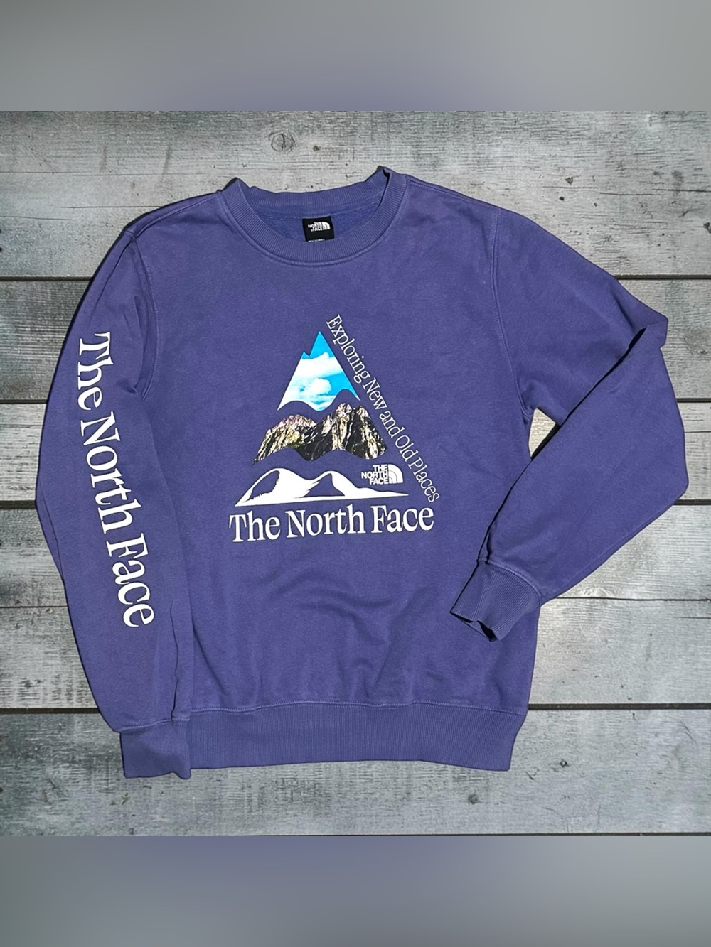The North Face Places We Love Crewneck Sweatshirt Men’s Small Purple Graphic